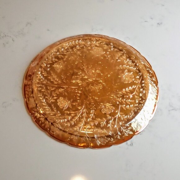 Jeannette Floragold Depression Glass Round Tray Platter - Picture 4 of 4